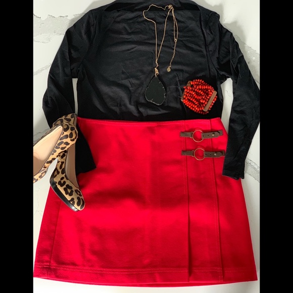 The Limited Red Wool Wrap Skirt Size 8 - Picture 3 of 8